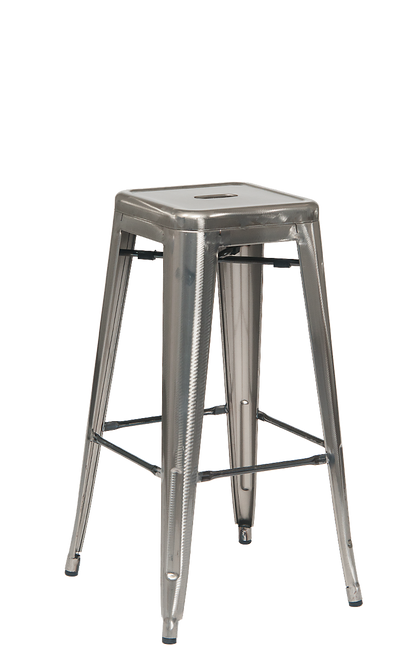 Indoor Backless Steel Barstool in clear coat finish | Seats and Stools