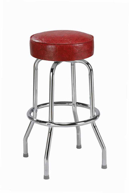 Retro Single Ring Bar Stool, 14" seat in red vinyl | Seats and Stools 