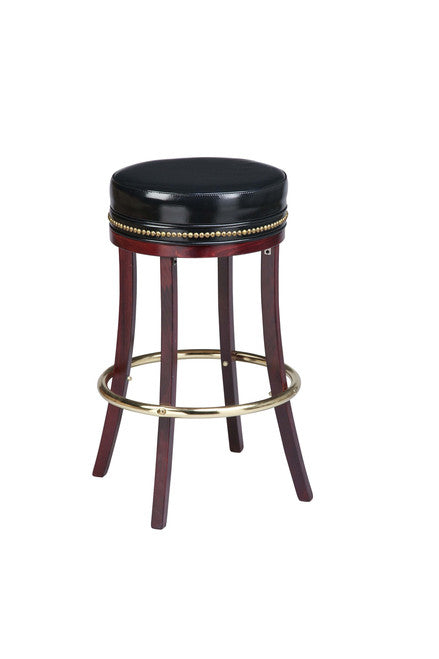 Backless Wooden Bar Stool with nail head trim. 