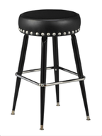 Square Bar Stool Base with Nickel-Spaced Nail Trim