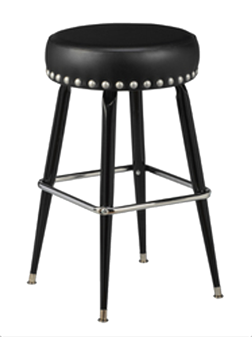 Square Bar Stool Base with Nickel-Spaced Nail Trim