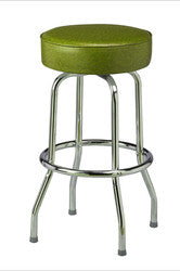 Retro Single Ring Bar Stool, 16" seat in hunter green vinyl | Seats and Stools 