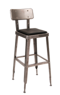 Clear-Coat Steel Barstool with Black Vinyl Cushion