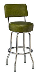 Retro Single Ring Bar Stool with Back 1, 16" seat size | Seats and Stools 