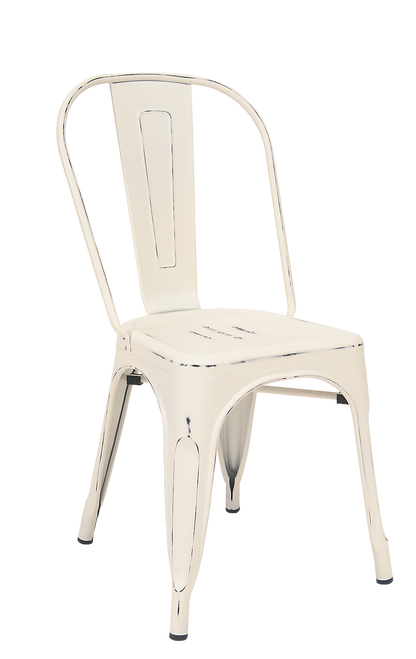 Indoor Steel Chair in antique white finish | Seats and Stools 