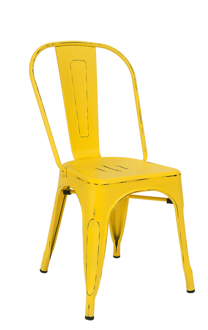 Indoor Steel Chair in antique yellow finish | Seats and Stools 