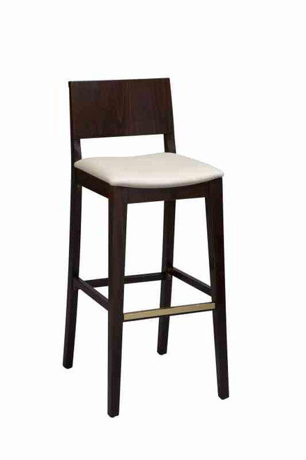 Bosworth Bar Stool with white upholstered seat (front view).