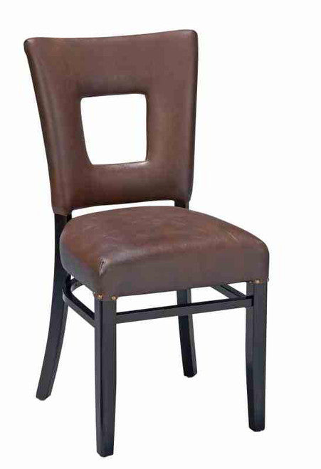 Open Back Upholstered Wood Dining Chair, box style seat (front view)
