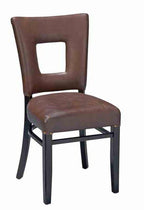 Open Back Upholstered Wood Dining Chair, box style seat (front view)