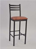 3 Ladder Round Tube Metal Chair with square bar stool base, black frame finish and saddle vinyl upholstered seat | Seats and Stools 