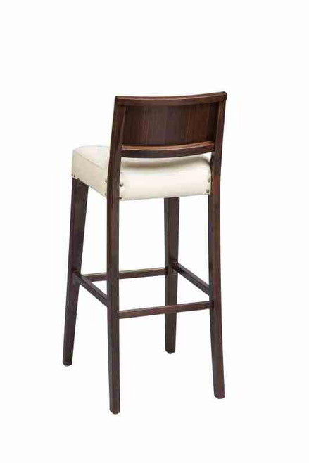 Bosworth Bar Stool with white upholstered seat (back view)
