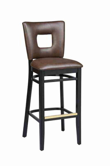 Open Back Upholstered Wood Dining Bar Stool with slip style seat (front view)