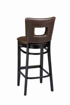 Open Back Upholstered Wood Dining Bar Stool (back view)