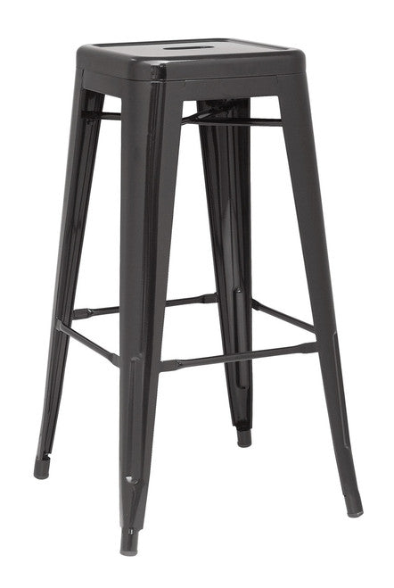 Galvanized Backless Metal Bar Stool in Black 