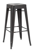 Galvanized Backless Metal Bar Stool in Black 