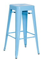 Galvanized Backless Metal Bar Stool in Blue