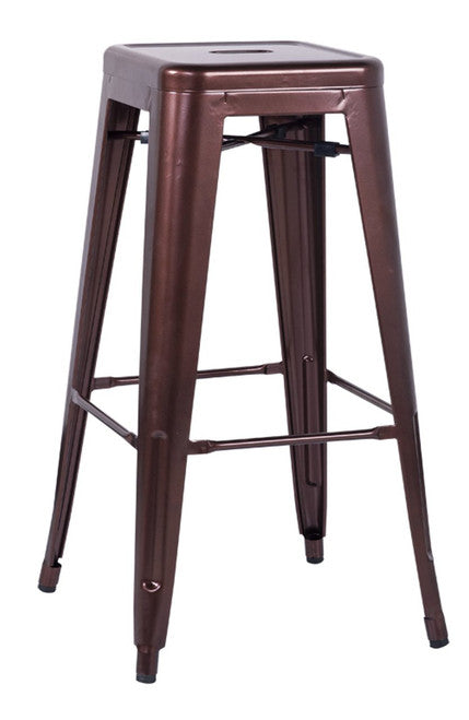 Galvanized Backless Metal Bar Stool in Copper. 