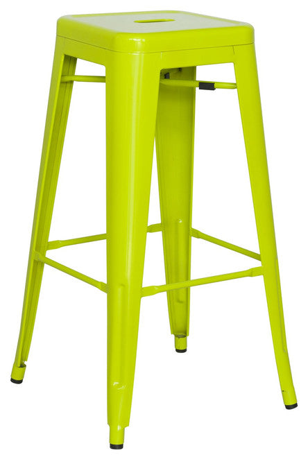 Galvanized Backless Metal Bar Stool in Green 