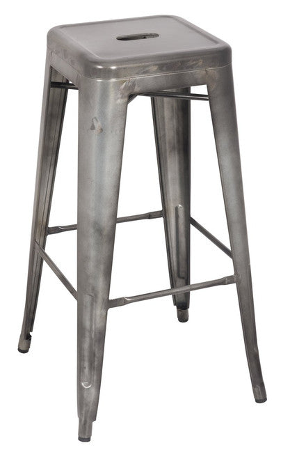 Galvanized Backless Metal Bar Stool in Gunmetal 