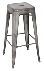 Galvanized Backless Metal Bar Stool in Gunmetal 