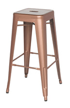 Galvanized Backless Metal Bar Stool in Rose Gold 