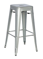 Galvanized Backless Metal Bar Stool in Silver