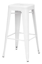 Galvanized Backless Metal Bar Stool in White 