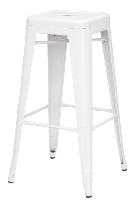 Galvanized Backless Metal Bar Stool in White 
