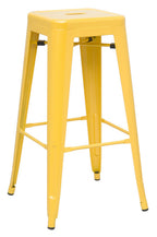 Galvanized Backless Metal Bar Stool in Yellow