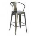 French Inspired Industrial  Galvanized Bar Stool (Set of Four)
