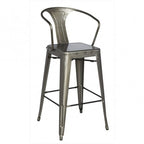 French Inspired Industrial  Galvanized Bar Stool (Set of Four)