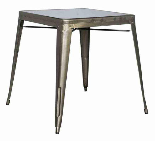 Galvanized Steel Outdoor Dining Table in gunmetal finish. 