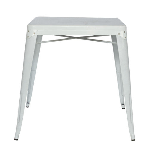 Galvanized Steel Outdoor Dining Table in white finish. 