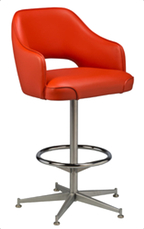 Open Back Club Bucket Bar Stool - orange vinyl | Seats and Stools