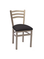 3 Ladder Square Tube Metal Chair with silver frame finish and black upholstered seat | Seats and Stools 