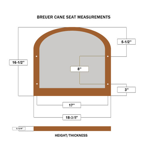Breuer Chair Seat Measurements for Breuer Cane Seat replacement and Breuer Wood Insert seat replacements