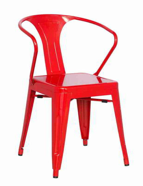 Galvanized Steel Arm Chair with  Rolled Arm (Set of Four)