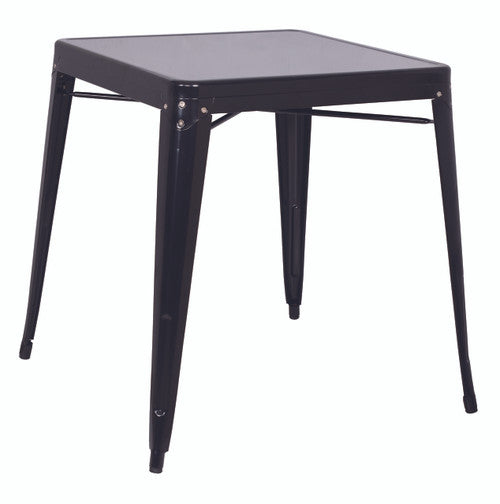 Galvanized Steel Outdoor Dining Table in black finish. 