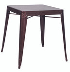Galvanized Steel Outdoor Dining Table in copper finish. 