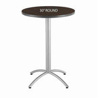 Iceberg CafeWorks 42" High Bistro Table pictured in round shape in walnut finish.