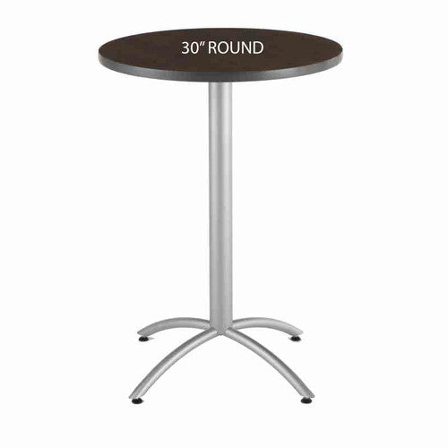 Iceberg CafeWorks 42" High Bistro Table pictured in round shape in walnut finish.