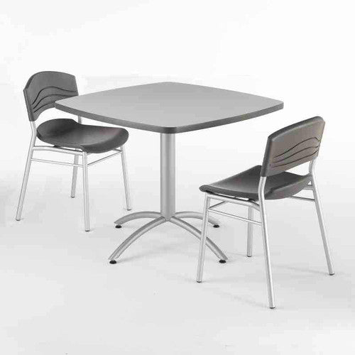 Iceberg CafeWorks 30" High Cafe Table is also available in set with CafeWorks 18" High Chairs. Table and chair set pictured in Gray finish. 