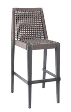 Outdoor Aluminum  Barstool with Terylene Fabric (Polyester) Seat and Back. This outdoor side chair in a light weight aluminum provides perfect summer vibes for your outdoor seating area.