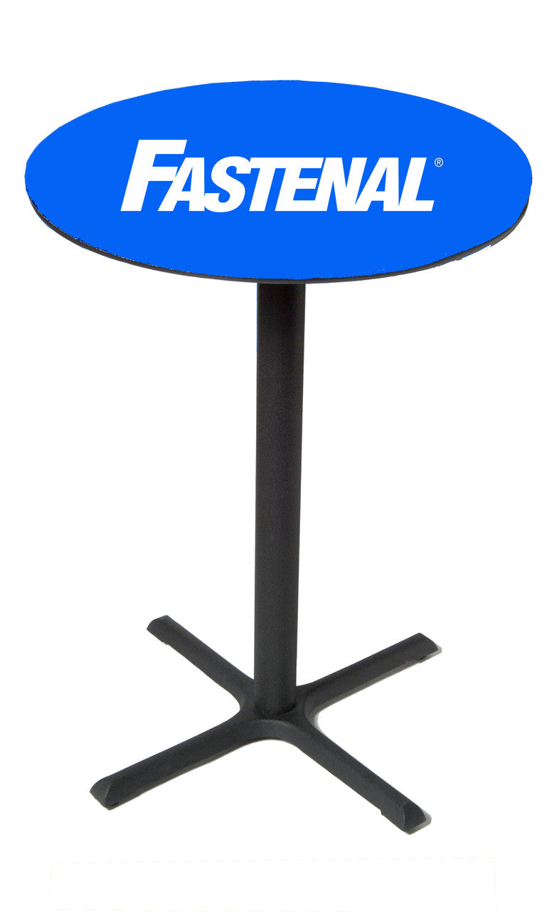 42" High Fastenal pub table. Bring your brand to the forefront with our Custom pub tables—they are  durabile and they add promotional power to your space."