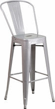 French-Inspired Industrial Galvanized Bar Stool in silver | Seats and Stools