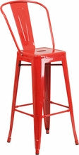 French-Inspired Industrial Galvanized Bar Stool in red | Seats and Stools