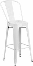French-Inspired Industrial Galvanized Bar Stool in white | Seats and Stools