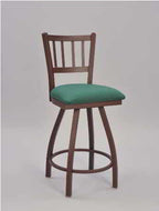 Jail House Bar Stool with swivel motion seat and upholstered seat
