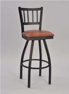Jail House Bar Stool with swivel seat in saddle color vinyl