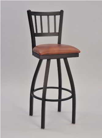 Jail House Bar Stool with swivel seat in saddle color vinyl